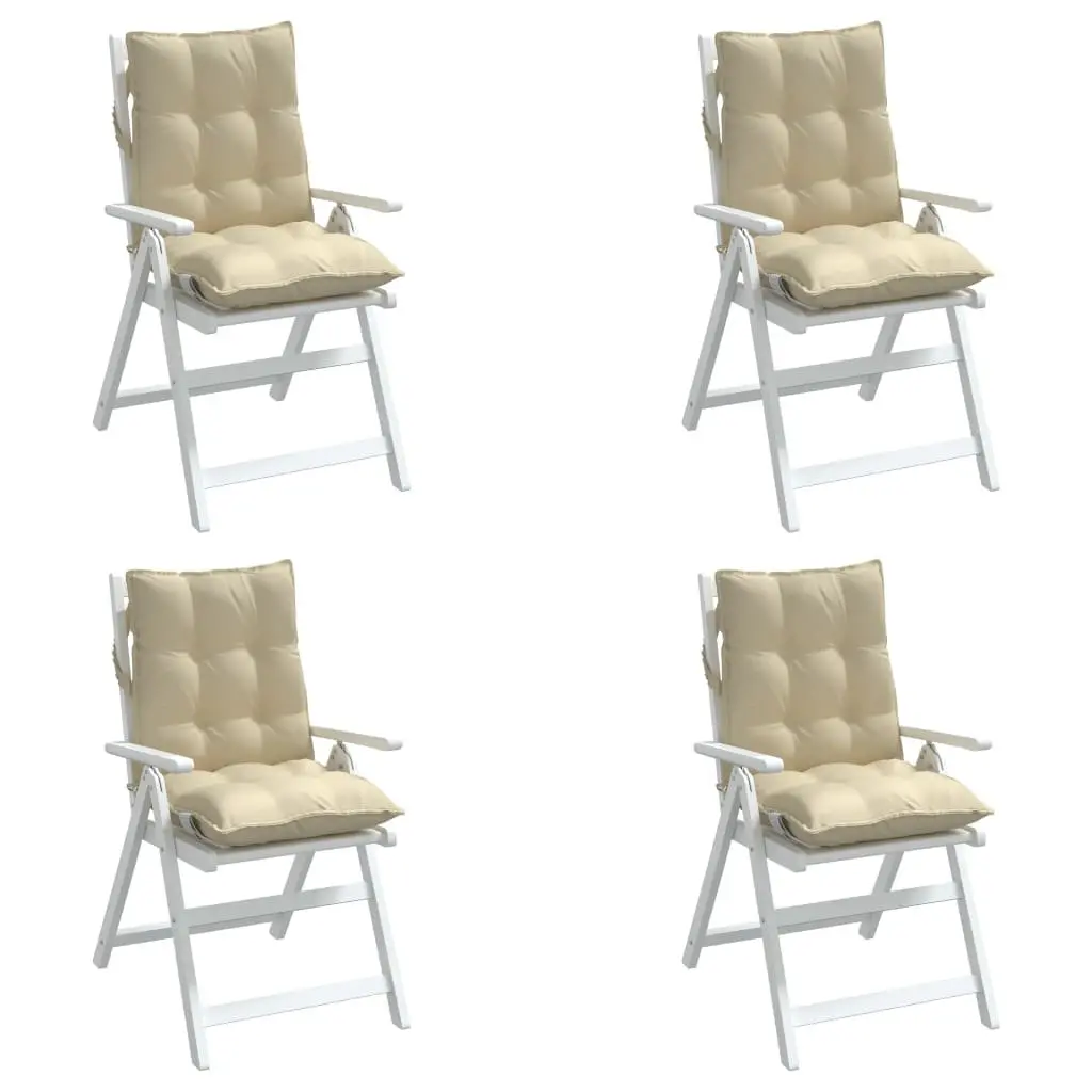 Lowback Chair Cushions Outdoor Garden Patio Seat Pad 4 pcs Beige Oxford Fabric