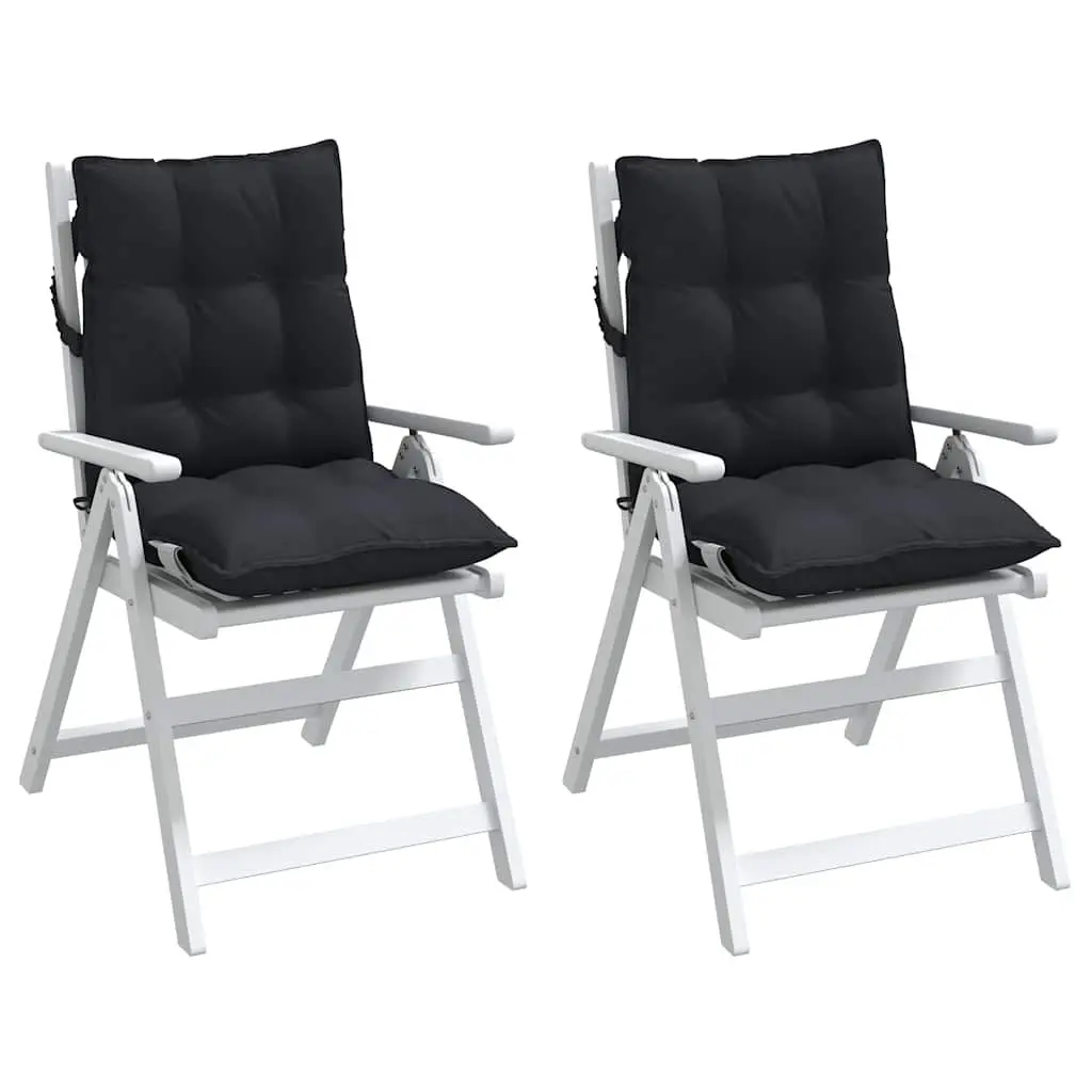 Lowback Chair Cushions Outdoor Seat Pad 2 pcs Black Oxford Fabric