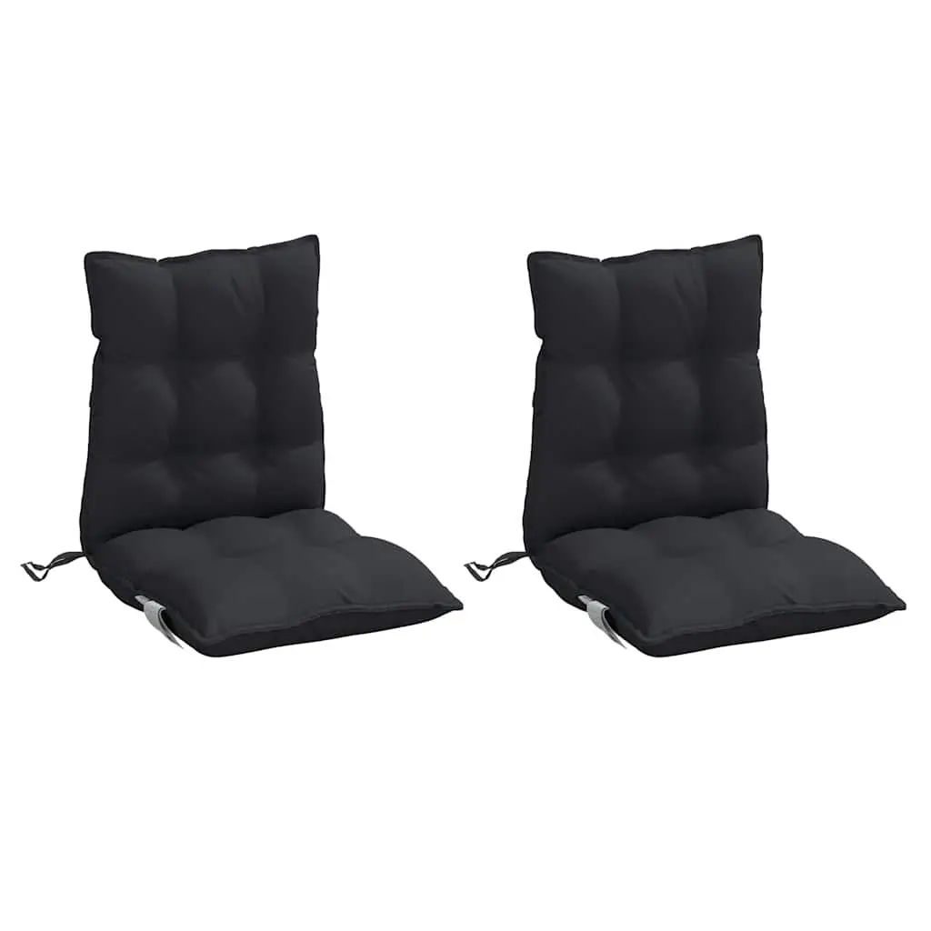 Lowback Chair Cushions Outdoor Seat Pad 2 pcs Black Oxford Fabric