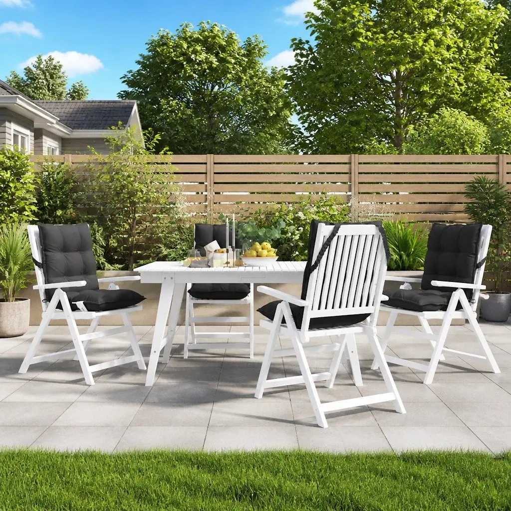 Lowback Chair Cushions Outdoor Garden Patio Seat 4 Pieces Black Oxford Fabric