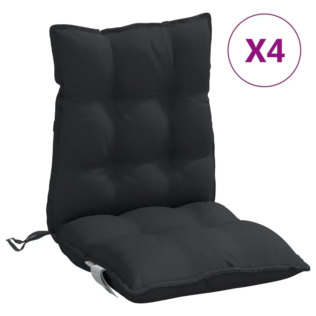 Lowback Chair Cushions Outdoor Garden Patio Seat 4 Pieces Black Oxford Fabric