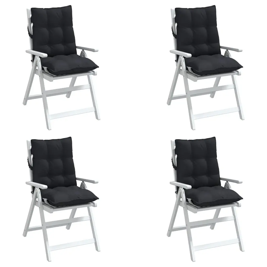 Lowback Chair Cushions Outdoor Garden Patio Seat 4 Pieces Black Oxford Fabric