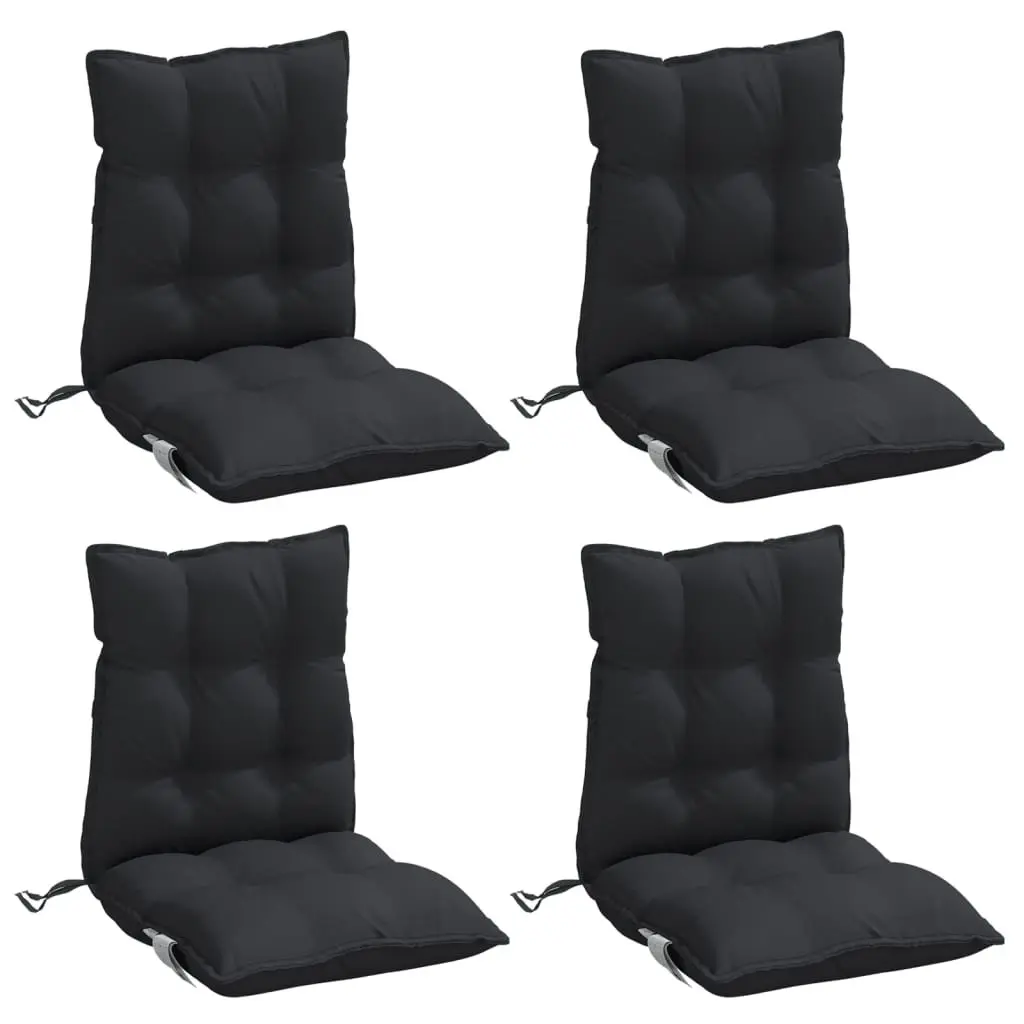 Lowback Chair Cushions Outdoor Garden Patio Seat 4 Pieces Black Oxford Fabric