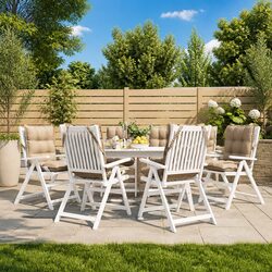 Lowback Chair Cushions 6 pcs Taupe Oxford Fabric Outdoor Garden Patio Seat Pad