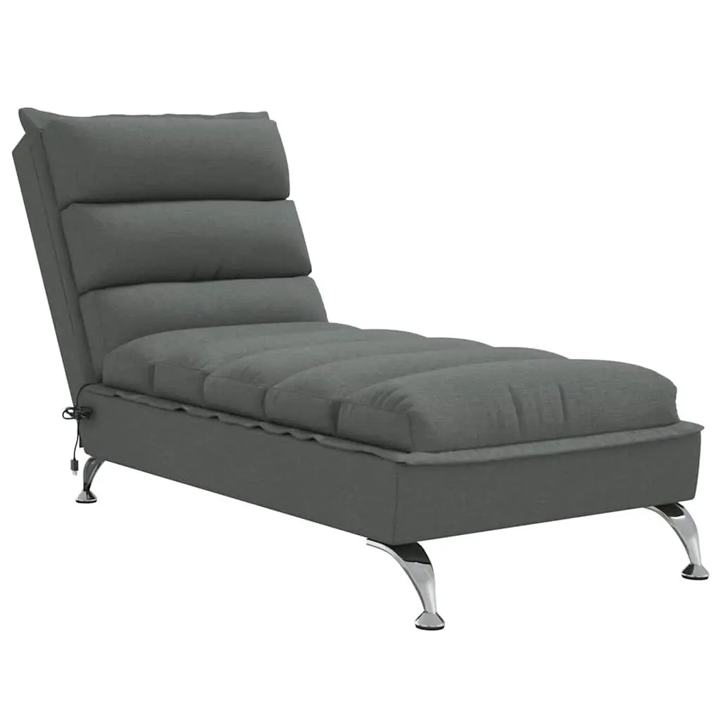 Massage Chaise Lounge Dark Grey Fabric Chair with Cushions