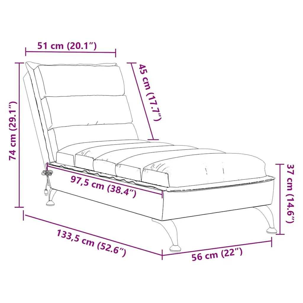 Massage Chaise Lounge Dark Grey Fabric Chair with Cushions