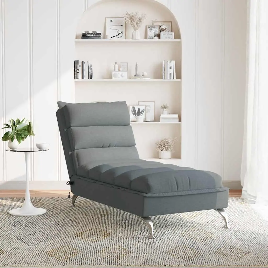 Massage Chaise Lounge Dark Grey Fabric Chair with Cushions