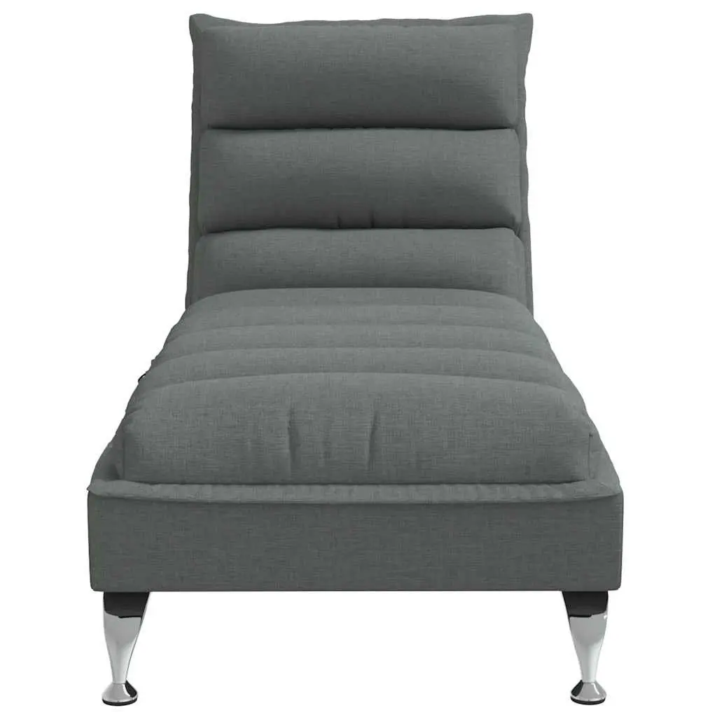 Massage Chaise Lounge Dark Grey Fabric Chair with Cushions