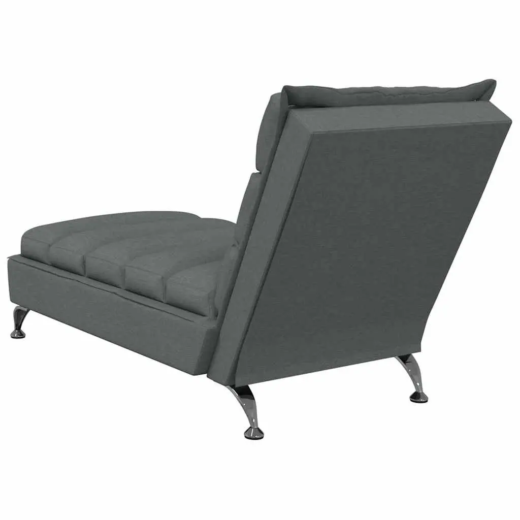 Massage Chaise Lounge Dark Grey Fabric Chair with Cushions