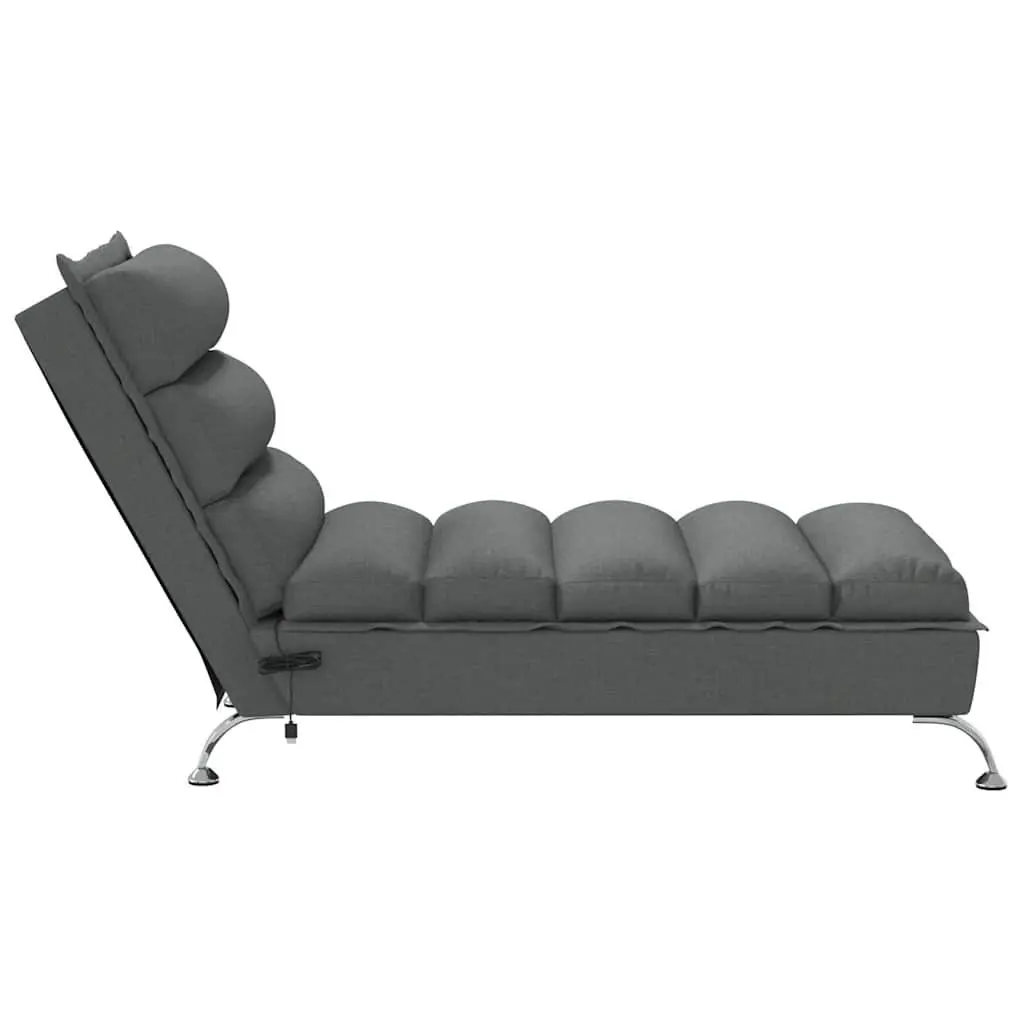 Massage Chaise Lounge Dark Grey Fabric Chair with Cushions