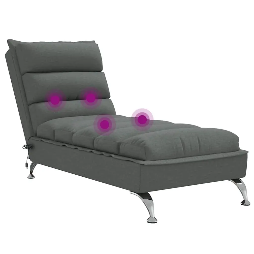 Massage Chaise Lounge Dark Grey Fabric Chair with Cushions