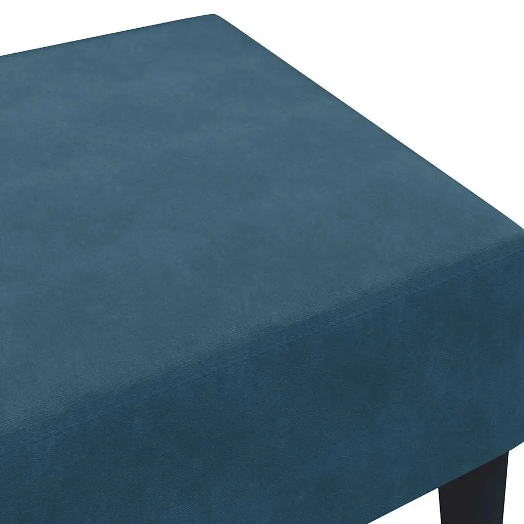 Ottoman Footstool Compact Foot Rest Blue Velvet Living Room Bedroom Furniture