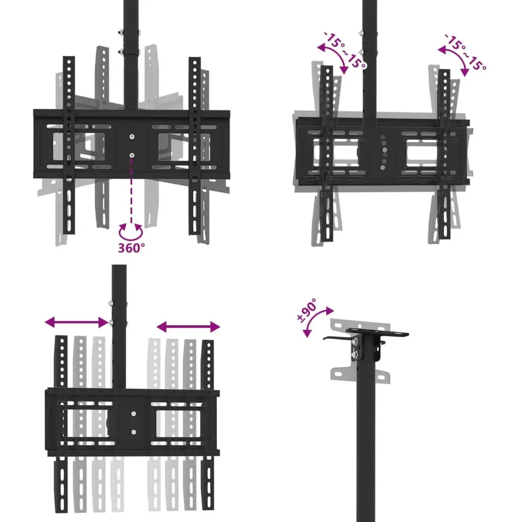 TV Ceiling Mount 32-65 Inch Screen Tilting Swivel Bracket Black