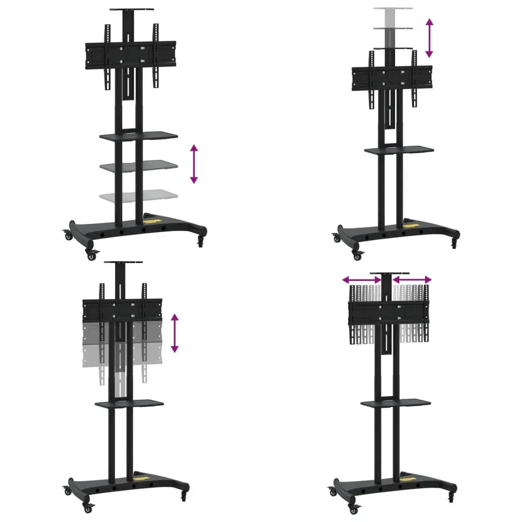 TV Stand on Wheels Height Adjustable for 32-70 Inch Monitors Black