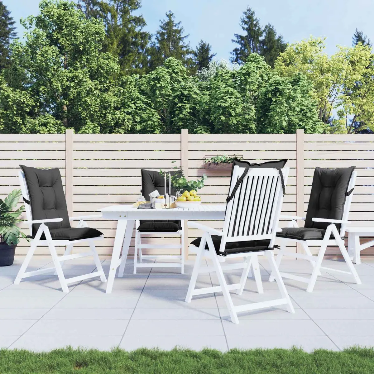 Highback Chair Cushions 4 Piece Anthracite 120x50x7 cm Outdoor Indoor