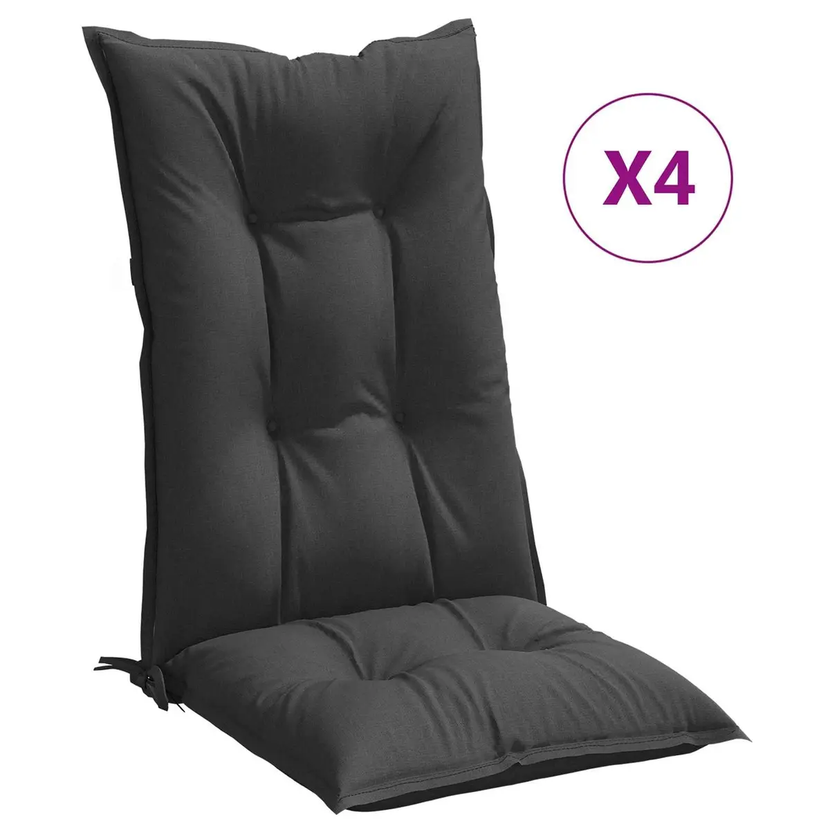 Highback Chair Cushions 4 Piece Anthracite 120x50x7 cm Outdoor Indoor