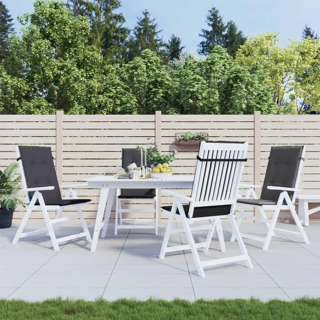 Highback Chair Cushions Set 4 Piece Outdoor Garden Patio Seat Pad Anthracite 120 x 50 x 4 cm