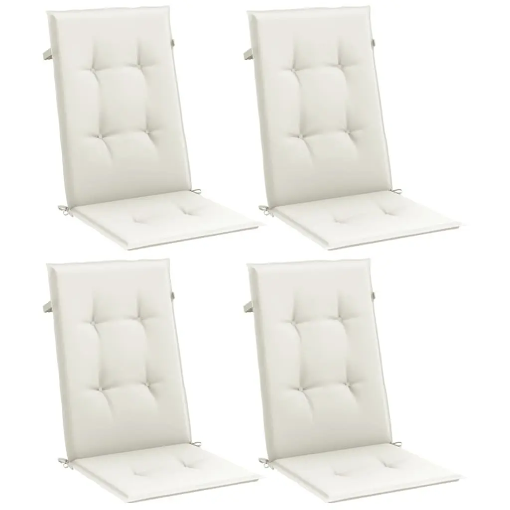 Highback Chair Cushions Soft Foam 120 x 50 cm Cream 4 Piece Outdoor Garden Patio Seating Pad