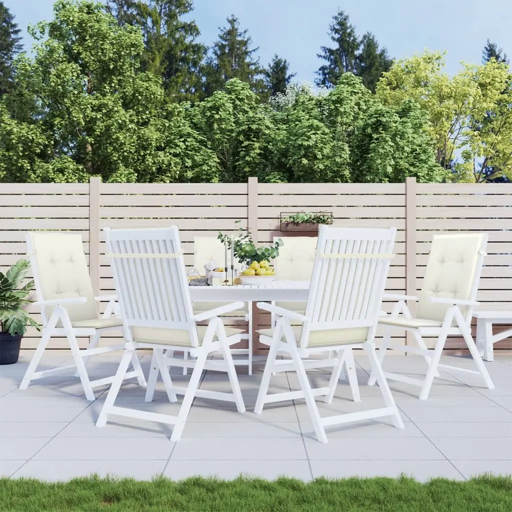 Highback Chair Cushions Outdoor Garden Patio Furniture Seat Pads 120 x 50 x 4 cm Cream 6 Piece