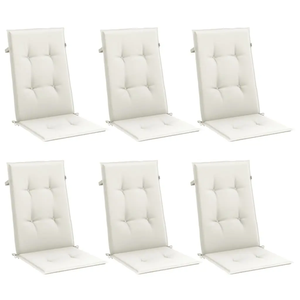 Highback Chair Cushions Outdoor Garden Patio Furniture Seat Pads 120 x 50 x 4 cm Cream 6 Piece