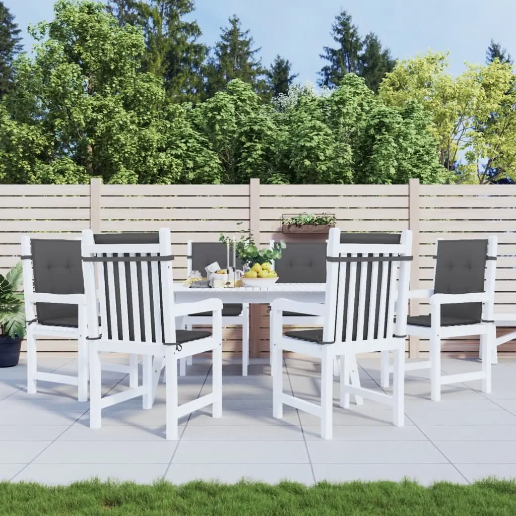 Lowback Chair Cushions Set 6 pcs Anthracite Outdoor Indoor Patio Garden Seat Pad 100 x 50 x 4 cm