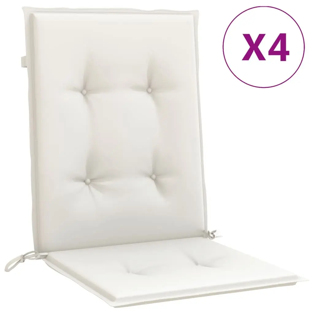 Cream Seat Pad Cushions 4 Piece Lowback Chair Indoor Outdoor Garden Patio
