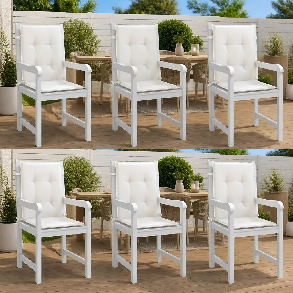 Lowback Chair Cushions Outdoor Garden Patio Furniture Seat Pads 100 x 50 x 4 cm Cream 6 Piece