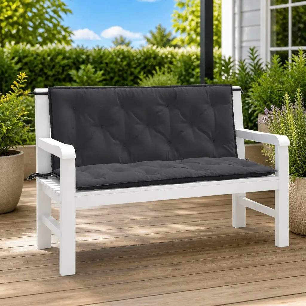 Garden Bench Cushions Anthracite Outdoor Seating Pad 120x50x7cm 2 Pieces