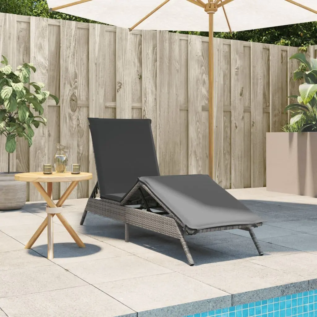 Sun Lounger with Cushion Adjustable Backrest Footrest Outdoor Reclining Chair