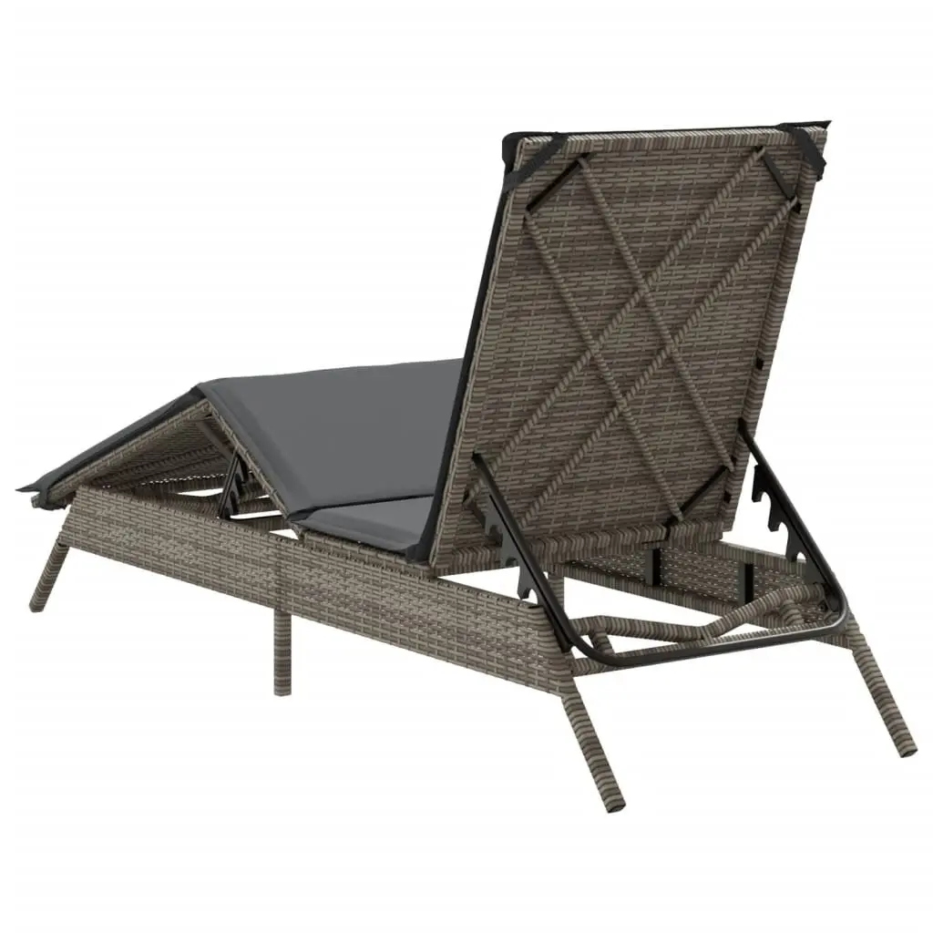 Sun Lounger with Cushion Adjustable Backrest Footrest Outdoor Reclining Chair