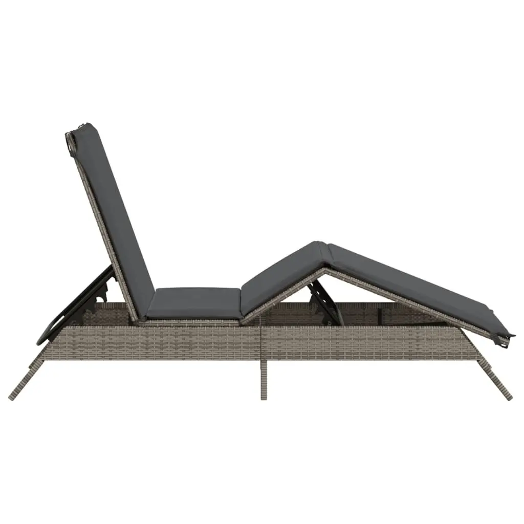 Sun Lounger with Cushion Adjustable Backrest Footrest Outdoor Reclining Chair