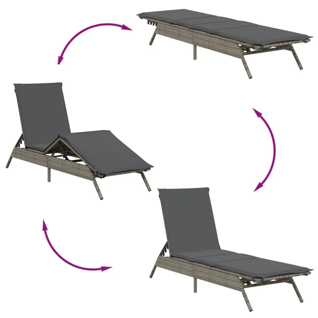Sun Lounger with Cushion Adjustable Backrest Footrest Outdoor Reclining Chair