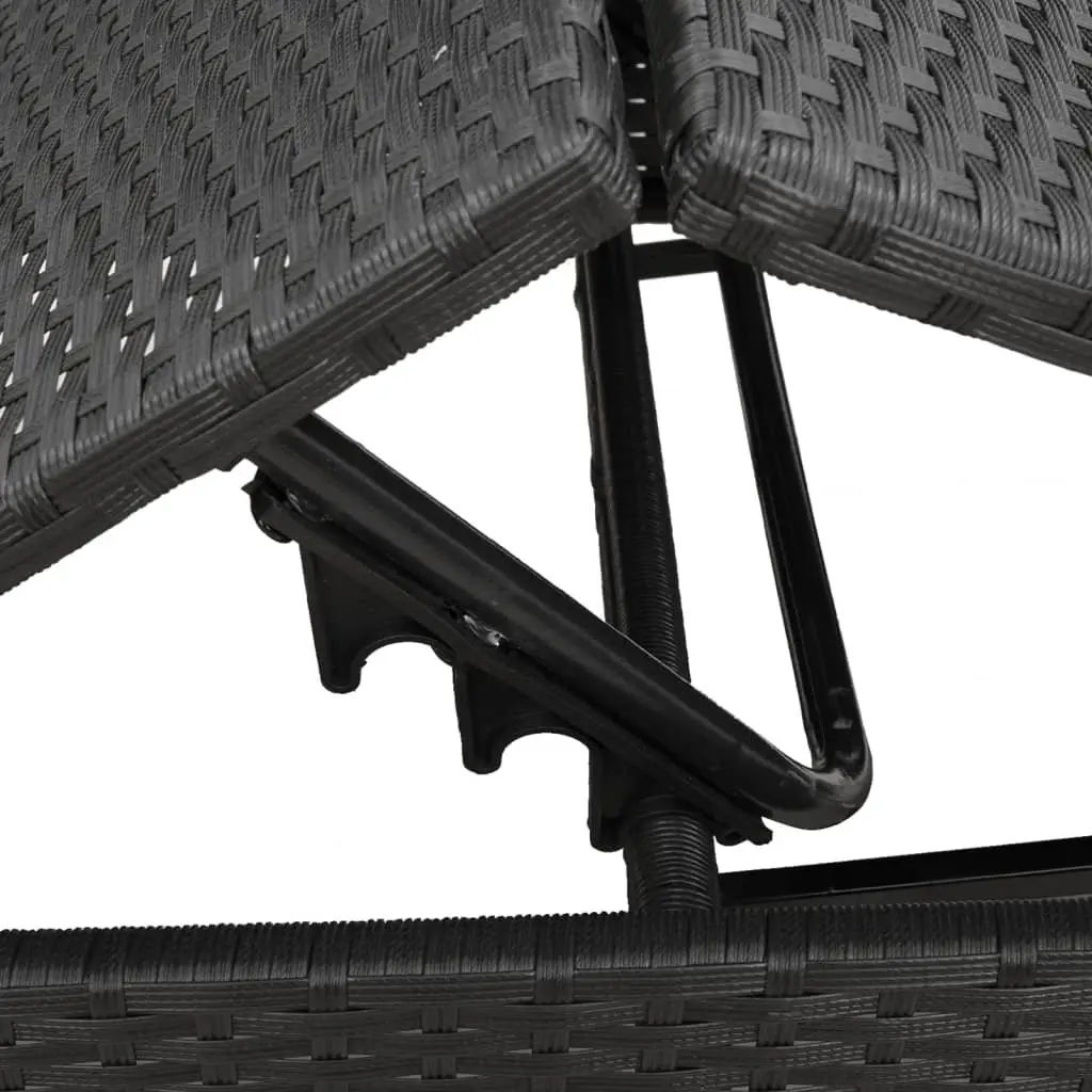 Sun Loungers Set 2 pcs with Side Table Black Outdoor Garden Recliner Chair