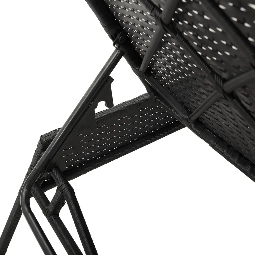 Sun Loungers Set 2 pcs with Side Table Black Outdoor Garden Recliner Chair