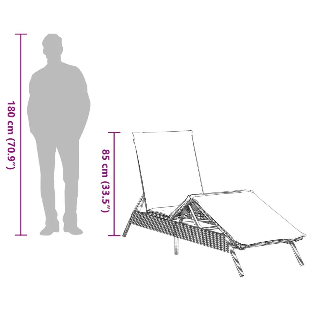Sun Lounger Set 2 pcs Adjustable Grey Outdoor Garden Furniture