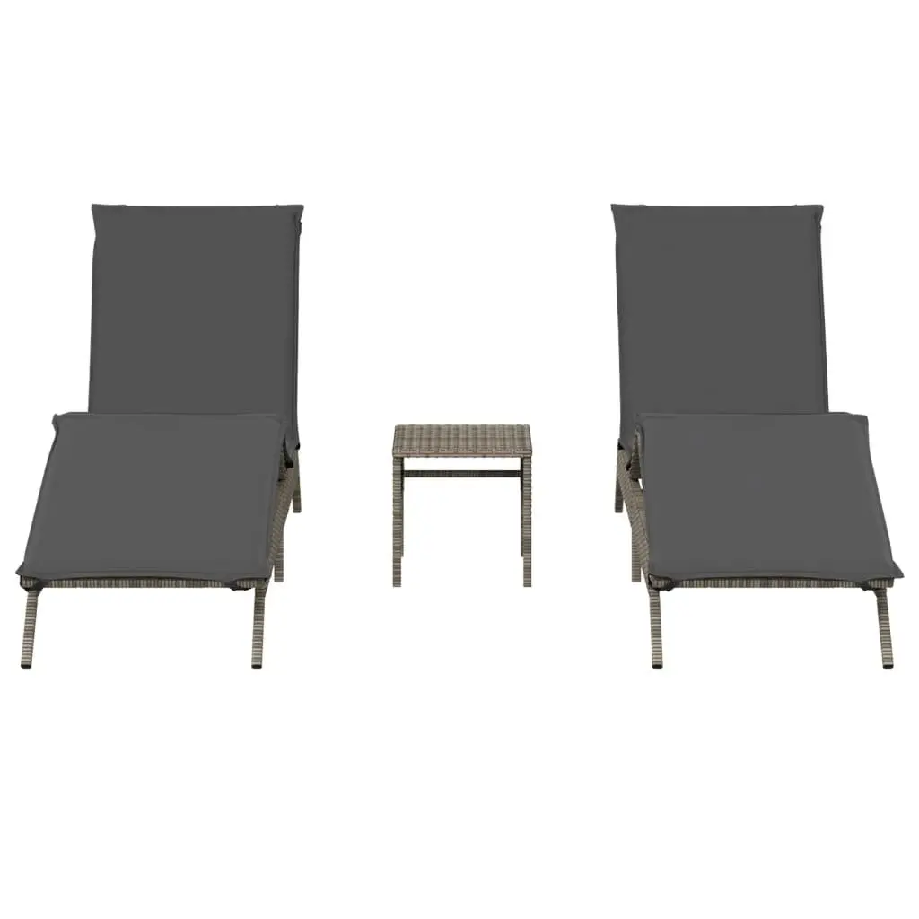 Sun Lounger Set 2 pcs Adjustable Grey Outdoor Garden Furniture