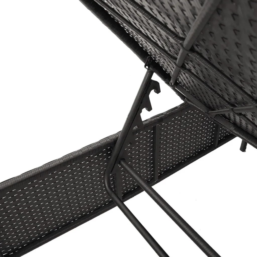 Black Poly Rattan Sun Lounger with Cushioned Comfort