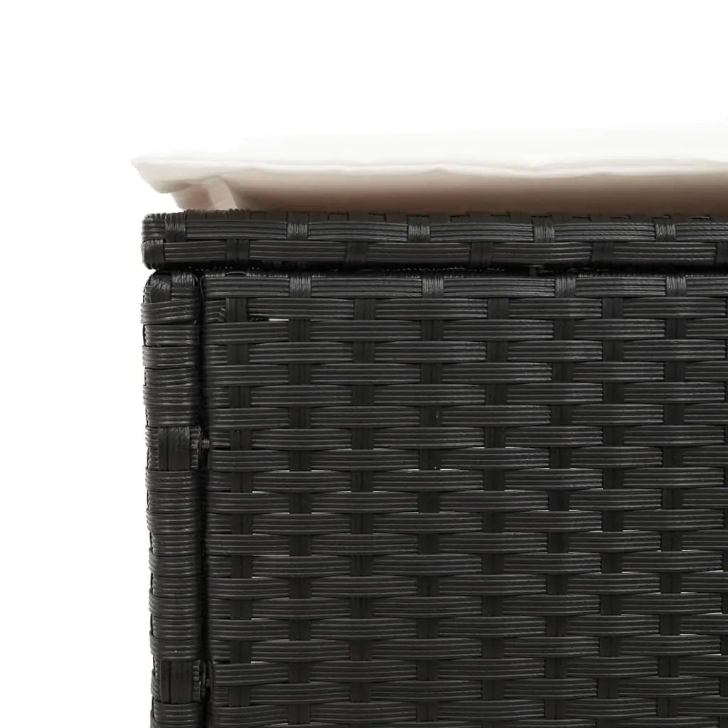 Black Poly Rattan Sun Lounger with Cushioned Comfort