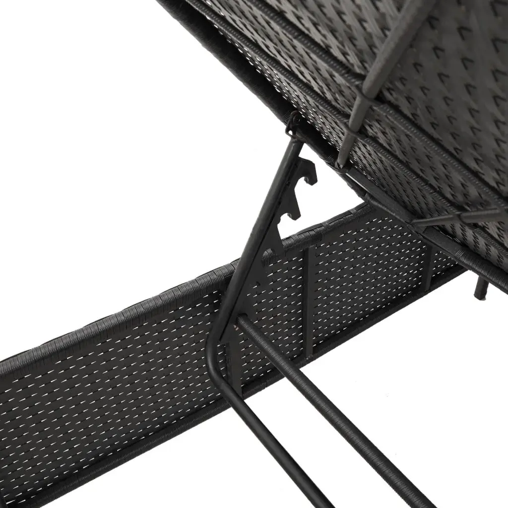 Sun Lounger Adjustable Backrest Outdoor Seating with Side Table and Cushion Black