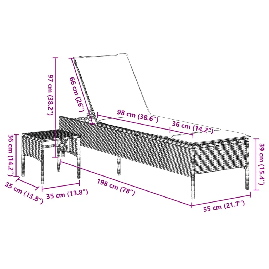 Sun Lounger with Side Table for Outdoor Relaxation