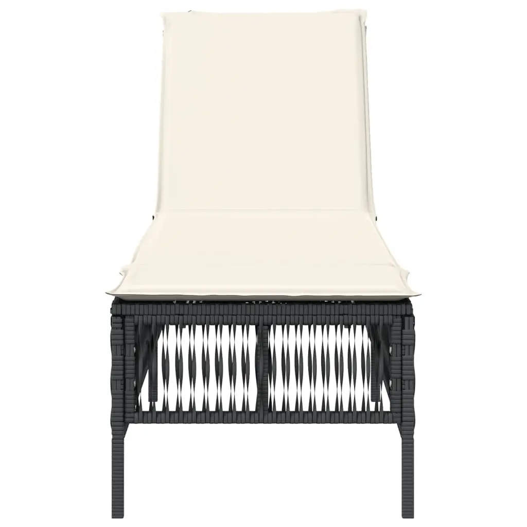 Sun Lounger Adjustable Backrest Outdoor Chair with Cushion Black