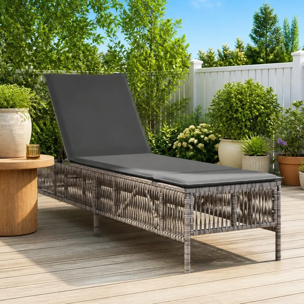Sun Lounger Adjustable Backrest Outdoor Reclining Chair Grey
