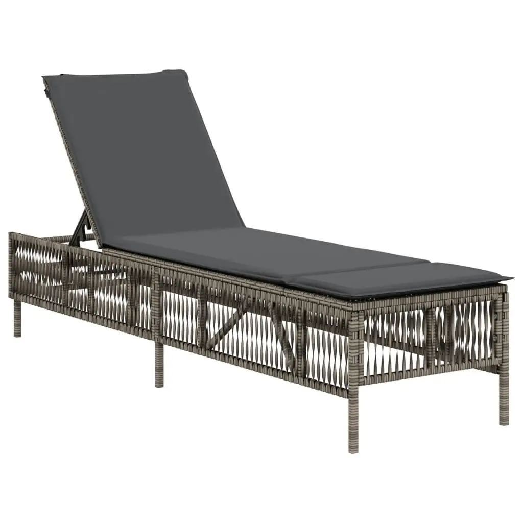 Sun Lounger Adjustable Backrest Outdoor Reclining Chair Grey