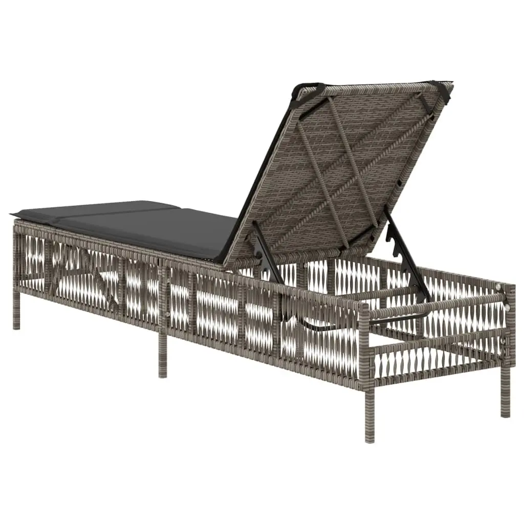 Sun Lounger Adjustable Backrest Outdoor Reclining Chair Grey