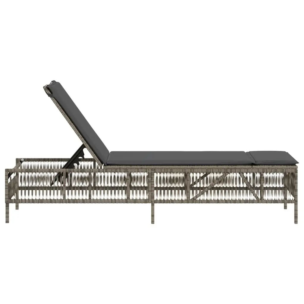Sun Lounger Adjustable Backrest Outdoor Reclining Chair Grey