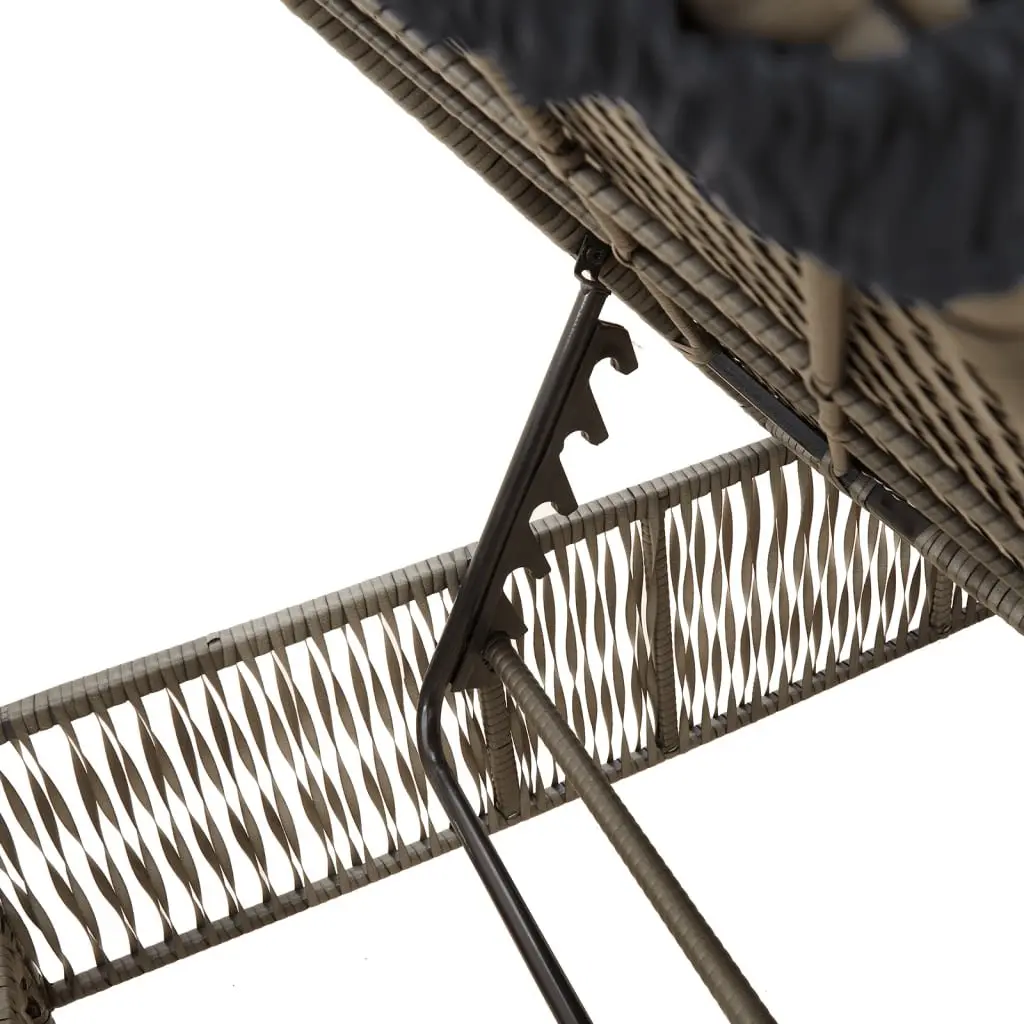 Sun Lounger Adjustable Backrest Outdoor Reclining Chair Grey