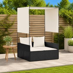 Comfortable and Practical Double Sun Lounger with Roof Curtains