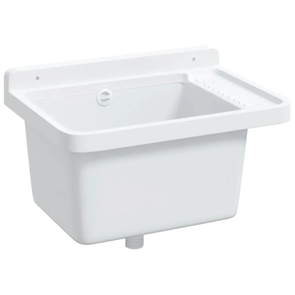 Wall Mounted Sink Washbasin White 50x35x24cm Resin Utility Kitchen Garden Basin