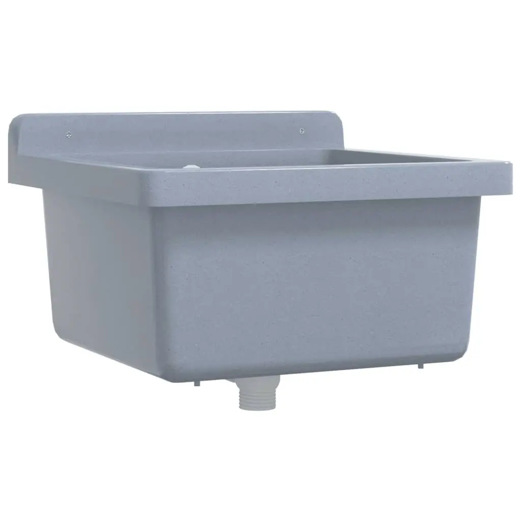 Wall Mounted Sink Basin 40x40x24cm Grey Resin Utility Kitchen Washbasin