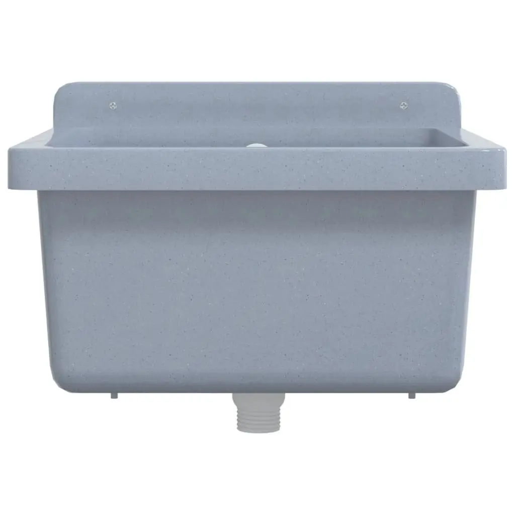 Wall Mounted Sink Basin 40x40x24cm Grey Resin Utility Kitchen Washbasin